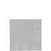 Stack of forty silver beverage napkins with a ribbed texture, shown folded in a square format.