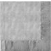 Gray linen dinner napkins with decorative ridged texture borders arranged in a folded stack.