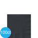 Stack of 100 black beverage napkins with visible ribbed texture and a blue circular badge indicating quantity on the lower left.