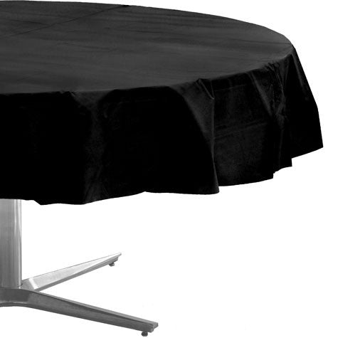 Black Round Table Cover 84" | 1ct