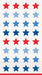 Red and blue stars arranged in horizontal rows on white napkins with a dotted pattern border and red stripe at the bottom, depicting a patriotic American flag design.