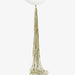 Gold 6-foot balloon tassel with long metallic strands hanging below a white balloon on a light background.