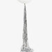 Silver 6-foot balloon tassel with long metallic strands hanging below a white balloon on a light background.