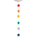 Rainbow 6-foot 3D paper star balloon string with colorful stars hanging vertically below a white balloon on a light background.