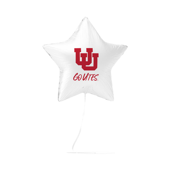 A 17-inch Utah Utes Go Utes Logo Mylar Balloon.