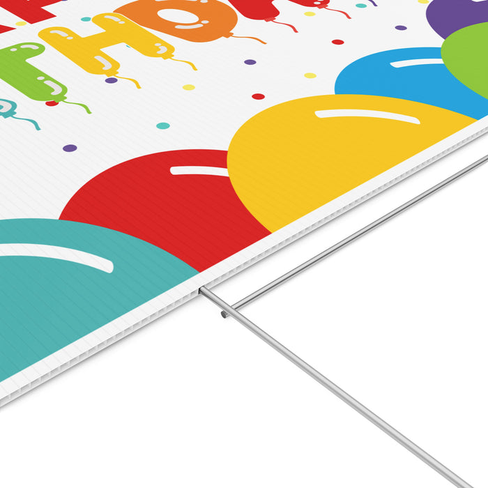 Detail of the inside of a Birthday Celebration Yard Sign 24" x 18".