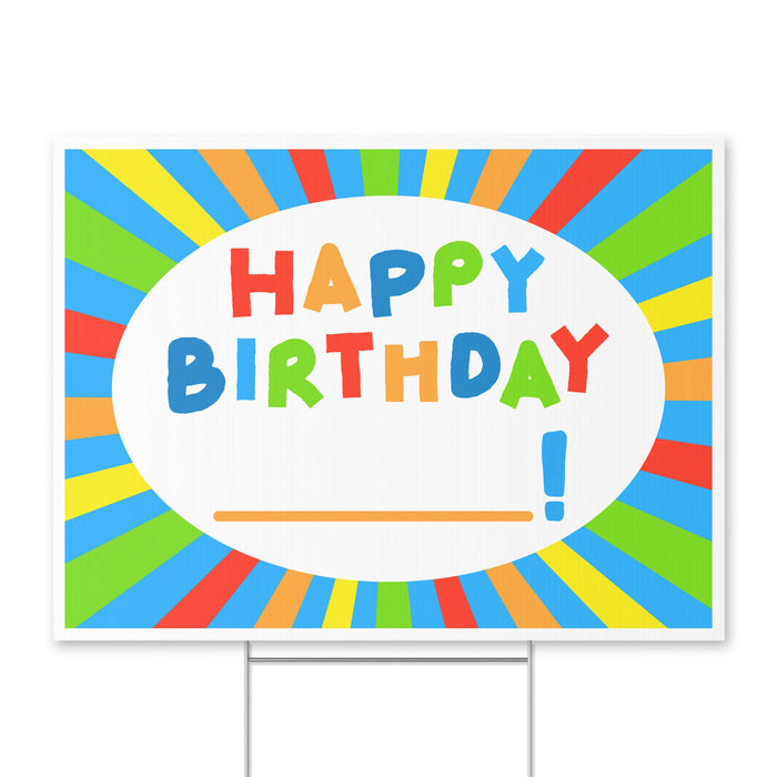 Happy Birthday Colorful Rays Yard Sign 24" x 18" | 1 ct