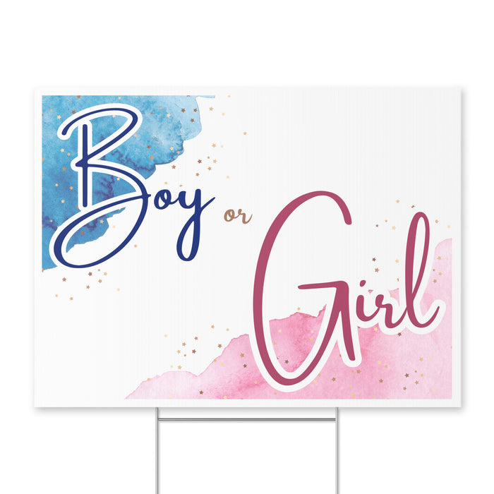 Gender Reveal Watercolor Yard Sign 24" x 18" | 1 ct