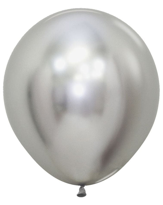 Single inflated 18-inch Reflex Silver color latex balloon