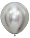 Single inflated 18-inch Reflex Silver color latex balloon