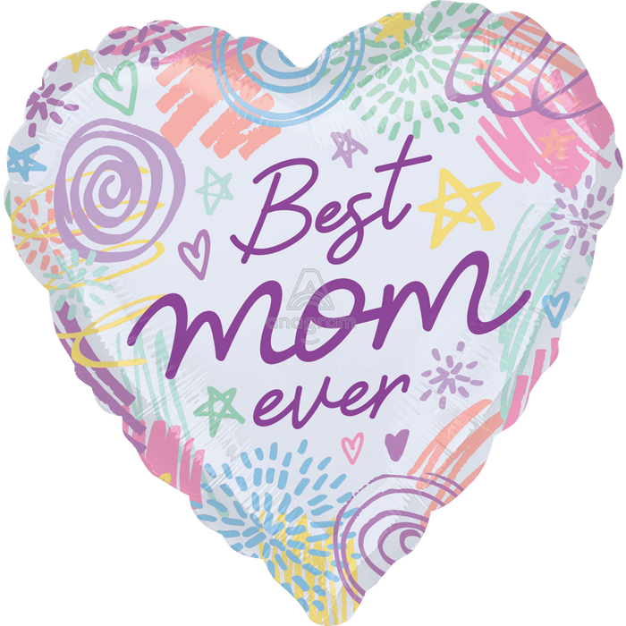 18in Best Mom Ever Sweet Scribbles - Party Supplies