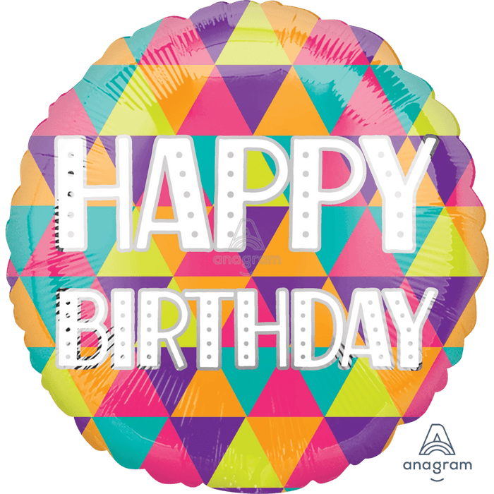 18in Colorful Triangles Birthday Balloon | 1ct - Party Supplies