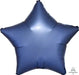 Deep blue satin finish star-shaped mylar balloon with a reflective surface and rounded points.