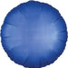 Rich blue satin-finish round foil balloon with radial ribbed texture and darker shading at the edges.