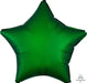 Emerald green five-pointed star-shaped foil balloon with a satin finish and subtle shading across its surface.