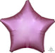 Flamingo pink satin star-shaped foil balloon with five points and a glossy finish.
