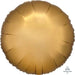 Round gold satin foil balloon with radiating ridged texture and matte finish, approximately 18 inches in diameter.