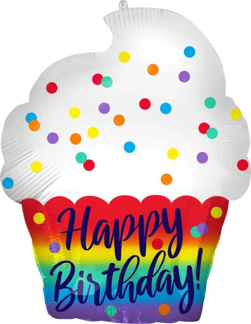 Happy Birthday Satin Cupcake Mylar Balloon 18" | 1ct