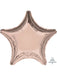 Rose gold star-shaped mylar balloon with metallic edges and a light pink center, featuring textured ribbing along the points.