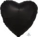 Black satin heart-shaped foil balloon with a center seam, featuring the Anagram logo in the lower left corner.