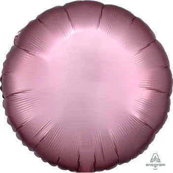 Rose copper round satin foil balloon with a luxe matte finish and vertical ribbed texture pattern throughout.