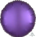 Purple satin round mylar balloon with a shiny finish and sealed edges, approximately 18 inches in diameter.