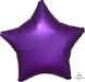 Purple satin star-shaped foil balloon with a reflective finish and five rounded points, approximately 18 inches in size.