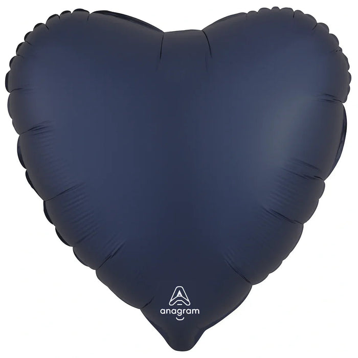 True Navy Satin Heart Mylar Balloon 18" | 1ct