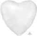 White satin heart-shaped foil balloon with a smooth, lustrous finish and an Anagram brand logo visible in the lower right corner.