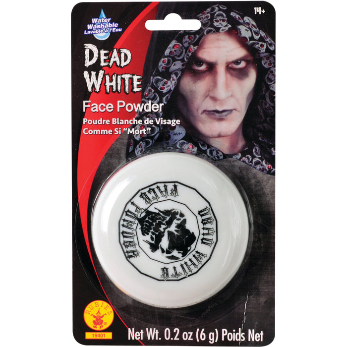 Large Round White Face Pwdr shown against a plain white background — a Halloween costume accessory.