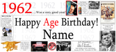 A novelty birthday print or poster featuring the text '1962.