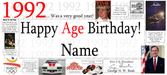 A personalized 1992 age birthday banner or print featuring the text '1992.