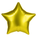 Bright yellow satin finish star-shaped mylar balloon with five points and reflective creases throughout the surface.