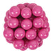 Pile of approximately 50 bright pink glossy gumballs with white highlights, arranged in a clustered mound against a white background.