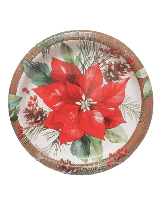 Christmas Poinsettia Perfection Paper Dessert Plates 7" | 8 ct