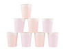 Broderie Anglaise pink and peach paper cups with delicate floral cutout details.