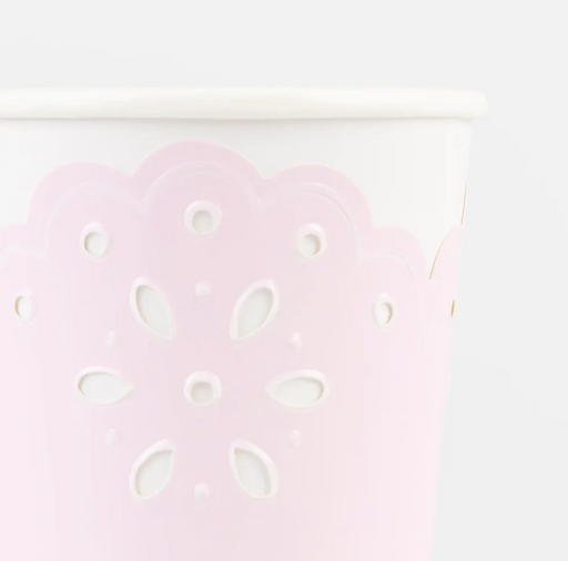 Broderie Anglaise Pink/Peach Cups | 8ct
