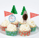 Camping Adventure Cupcake Kit with woodland-themed cupcake toppers including trees, bears, explorer flags, and compass designs.
