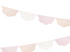 Broderie Anglaise Pink/Peach Pennant Garland with lace-inspired scalloped pennants in soft pink, peach, and white.