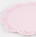 Broderie Anglaise Pink/Peach Side Plates in soft pastel shades with lace-inspired scalloped edges and cutout details.
