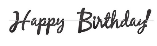 Black Foil "Happy Birthday" Banner | 1ct