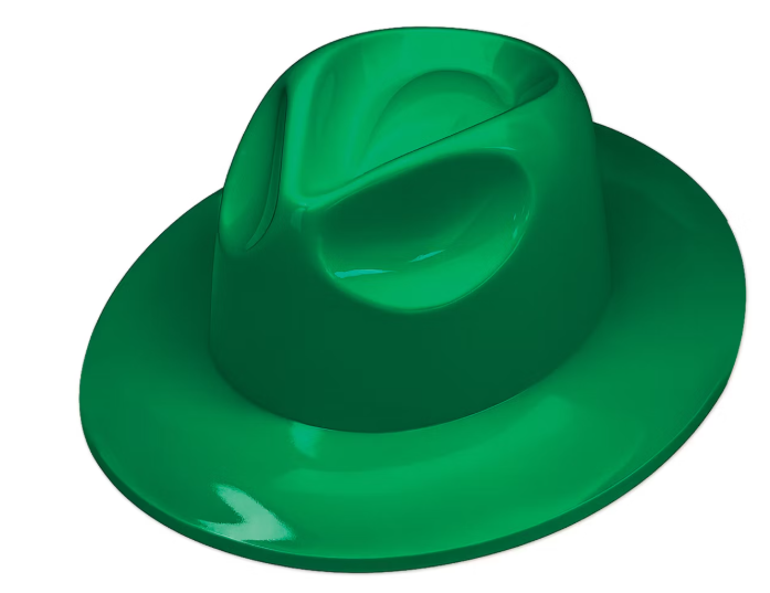 Plastic Fedora - Green | 1ct