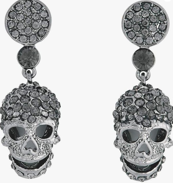 Grey Skull Head Earrings | 1ct