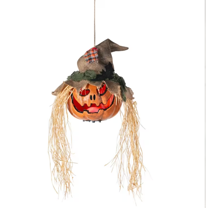 11 3/4" x 27 1/2" Hanging Pumpkin Head Plastic Halloween Decoration | 1ct
