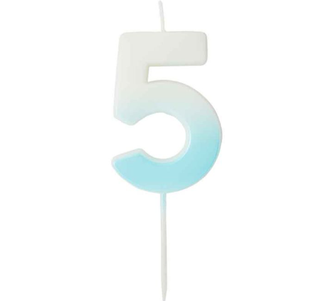 Blue Ombre Number '5' Candle | 1ct