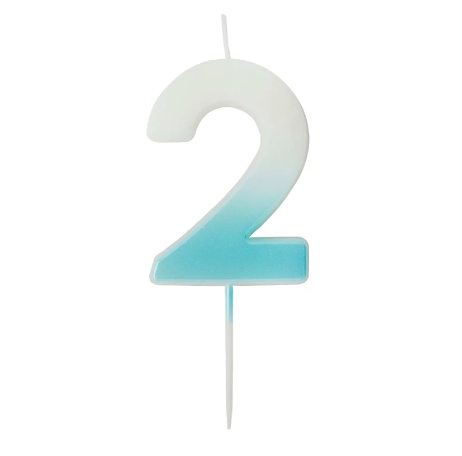 Blue Ombre Number '2' Candle | 1ct