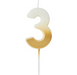 Gold Ombre Number '3' Candle | 1ct