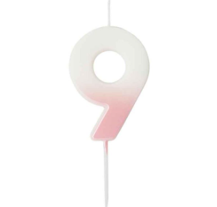 Pink Ombre Number '9' Candle | 1ct