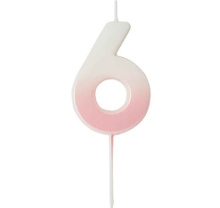 Pink Ombre Number '6' Candle | 1ct