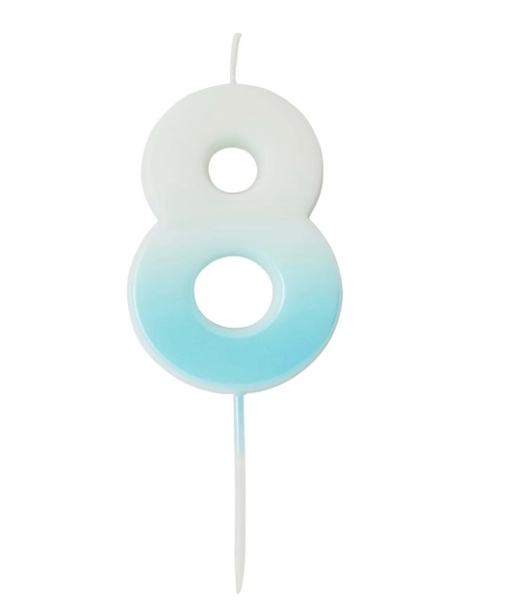 Blue Ombre Number '8' Candle | 1ct